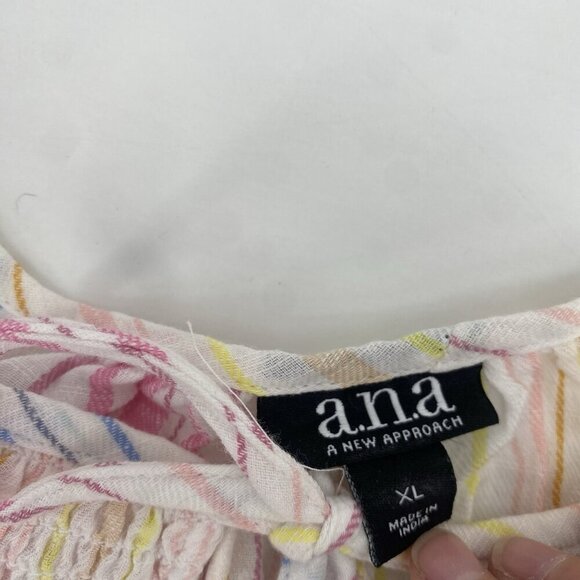 A.N.A Women’s Size XL Colorful Stripes Top Peasant Flare Sleeve Bohemian - Picture 6 of 7